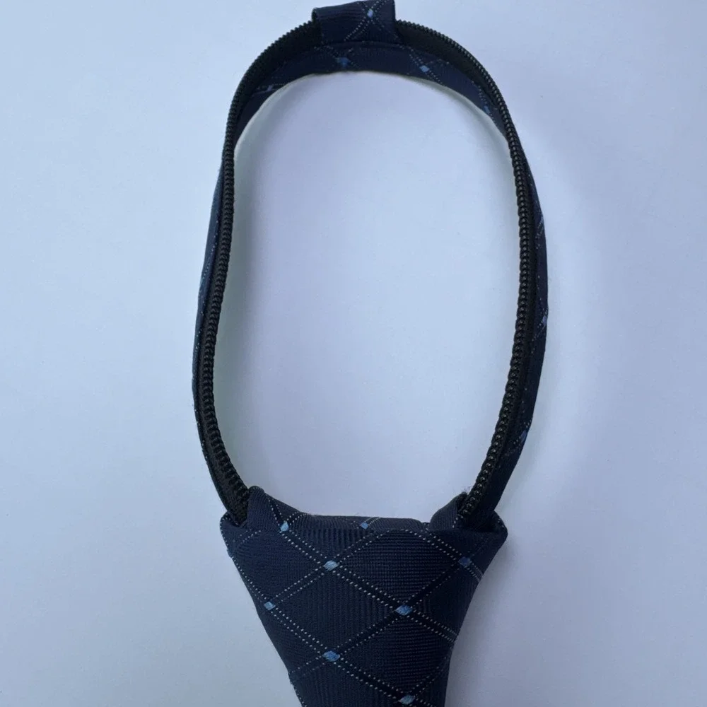 NAUTICA Boys Zipper Necktie Blue 100% Silk Preppy Family Photos Wedding